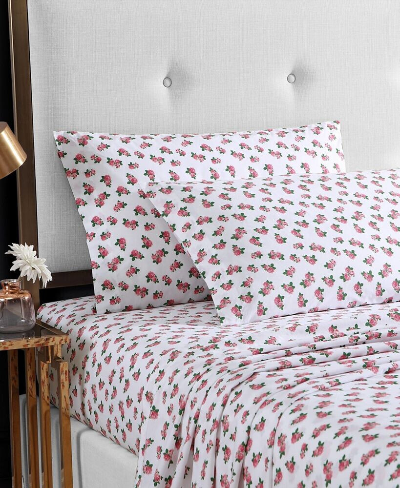 Betsey Johnson teeny Tiny Roses Cotton Percale 4 Piece Sheet Set, King