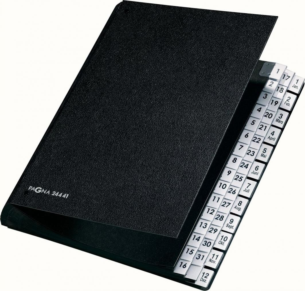 Pagna Teczka desk folder Classic 44 compartments 1-31 / 1-12 / Jan-Dec black