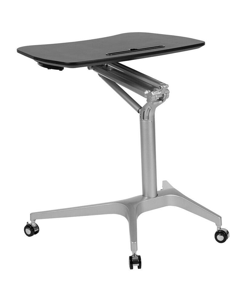 EMMA+OLIVER mobile Sit-Down, Stand-Up Ergonomic Computer Desk - Standing Desk