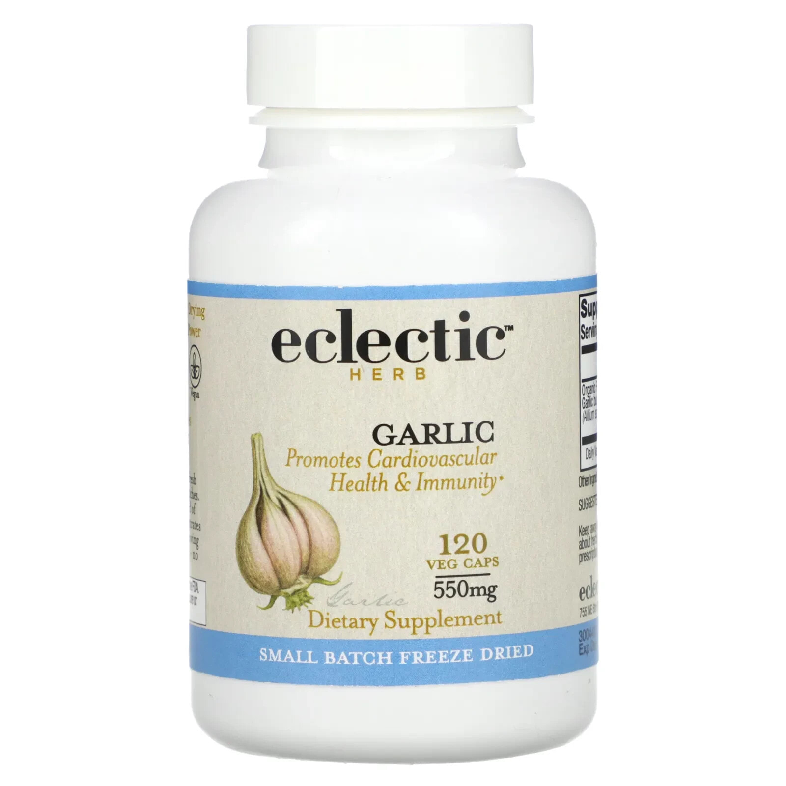 Eclectic Institute, сублимированный чеснок, 550 мг, 120 растительных капсул