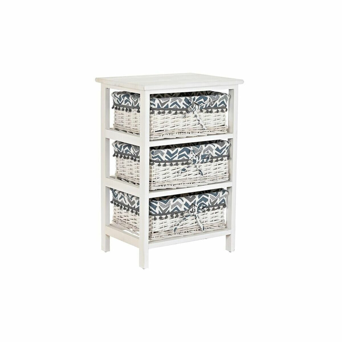 Chest of drawers DKD Home Decor Blue White wicker Paolownia wood (40 x 29 x 59 cm)