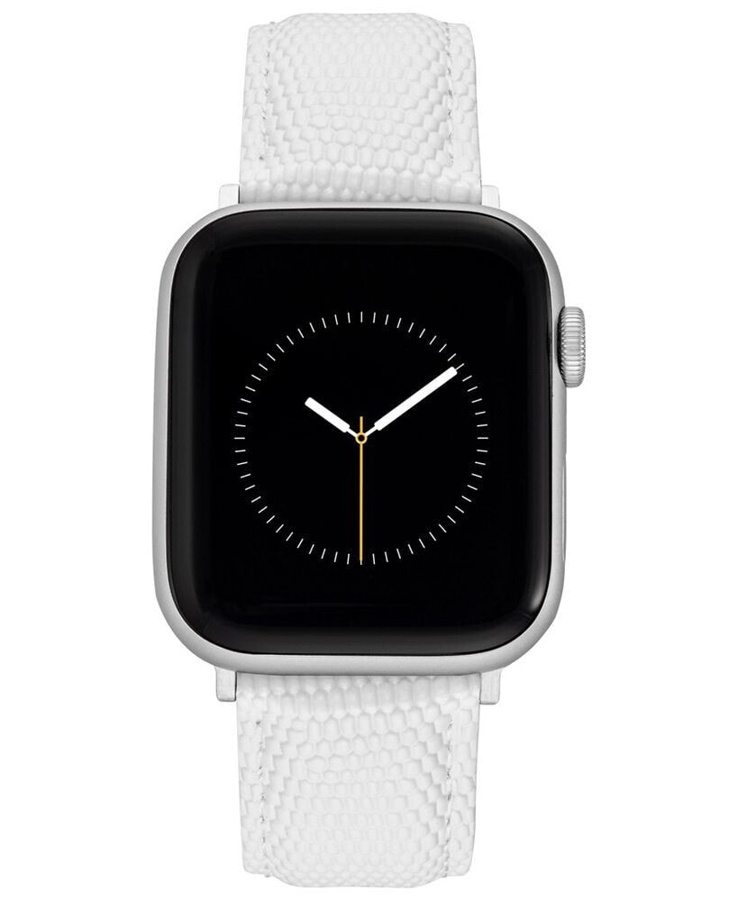 WITHit white Genuine Leather Strap with Silver-Tone Stainless Steel Lugs for 38mm, 40mm, 41mm Apple Watch
