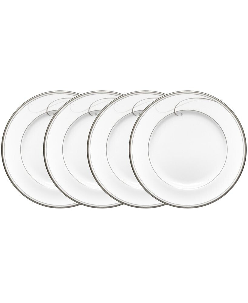 Noritake platinum Wave Set of 4 Bread Butter and Appetizer Plates, Service For 4