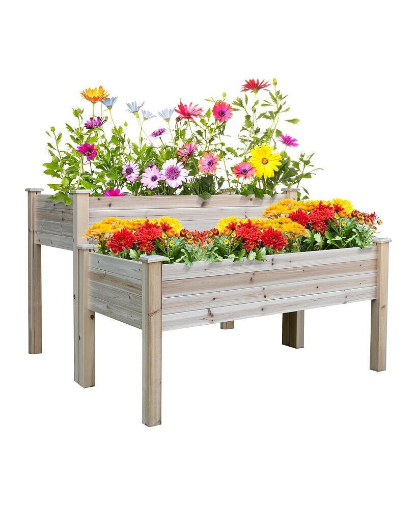Outsunny outdoor/Indoor Raised Garden Bed Elevated Wooden Planter Box