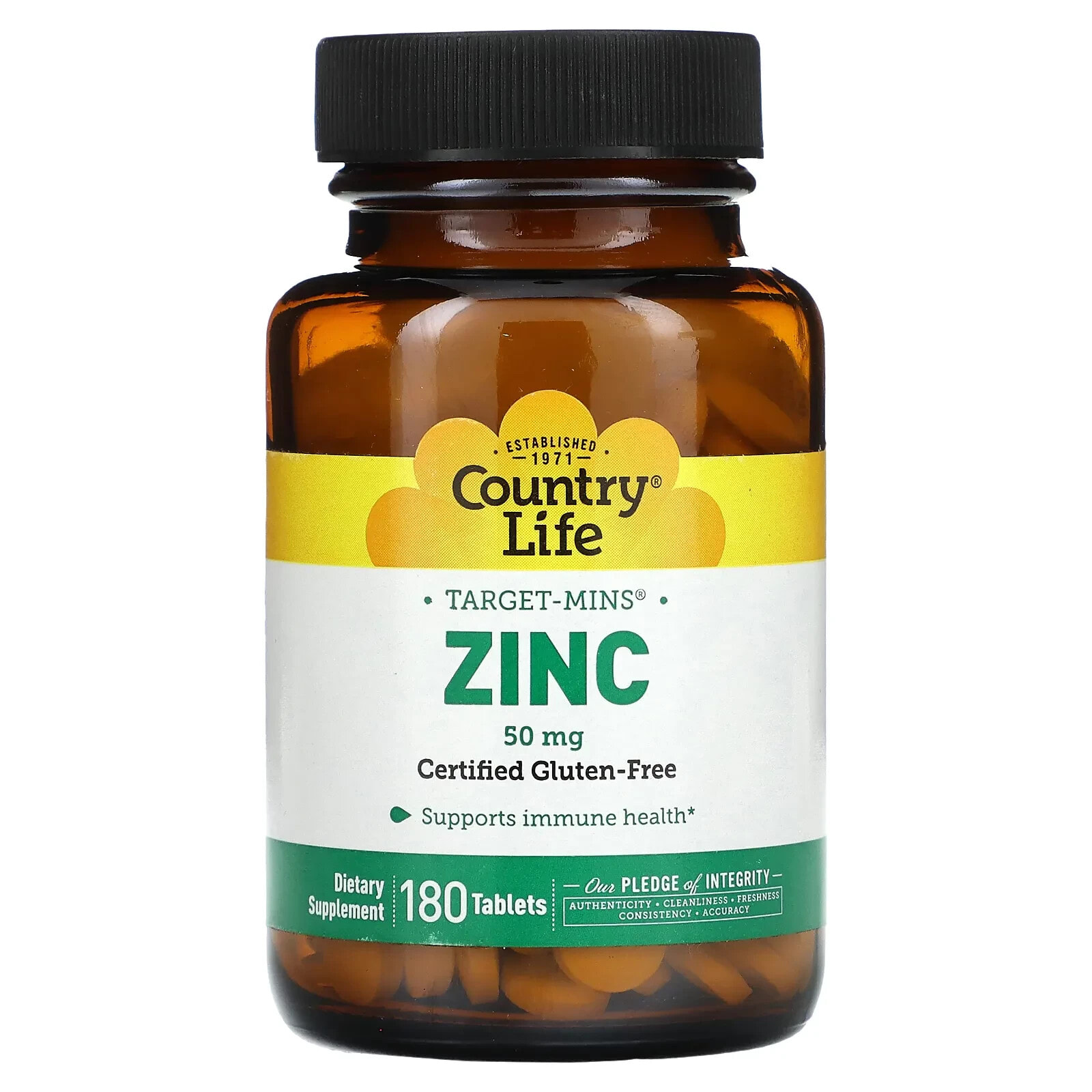 Country Life, Target-Mins Zinc, 50 mg, 180 Tablets