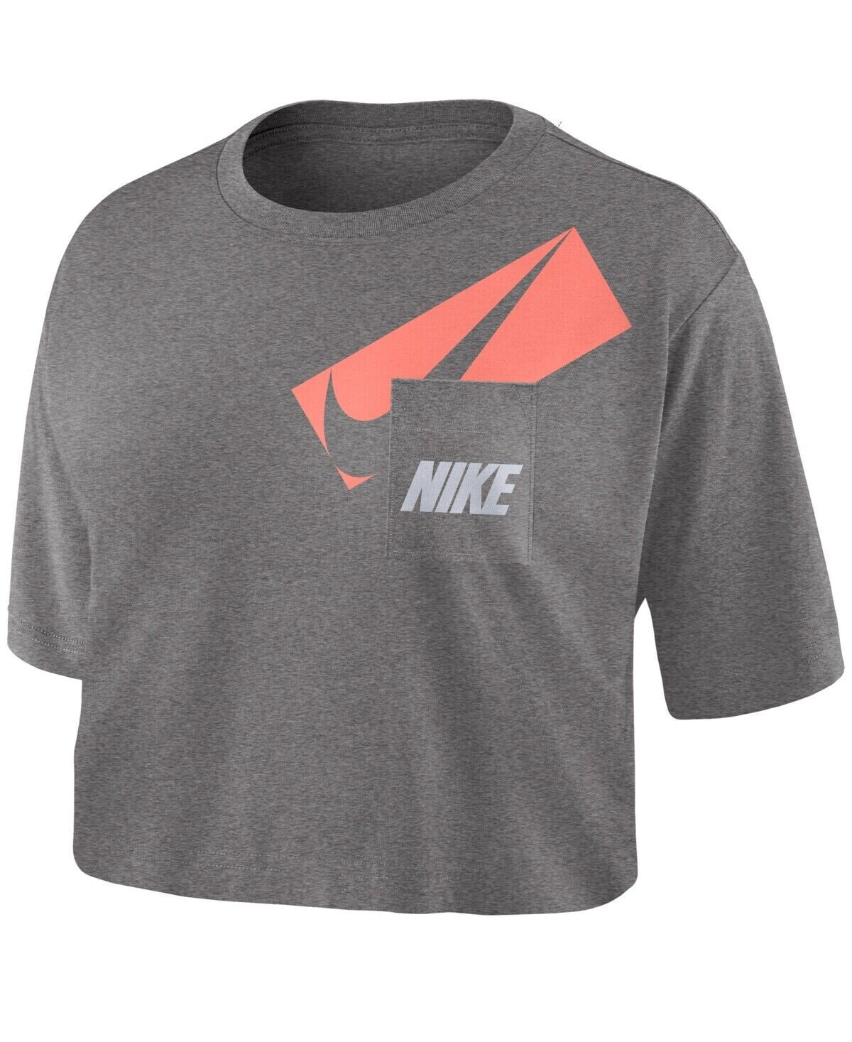 Nike 275747 Logo Pocket Crop Top, Womens X-large, heather grey