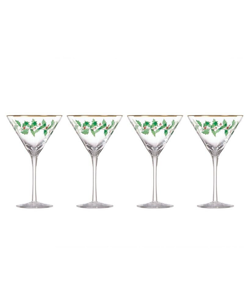 Lenox holiday Decal Martini Glass, Set of 4