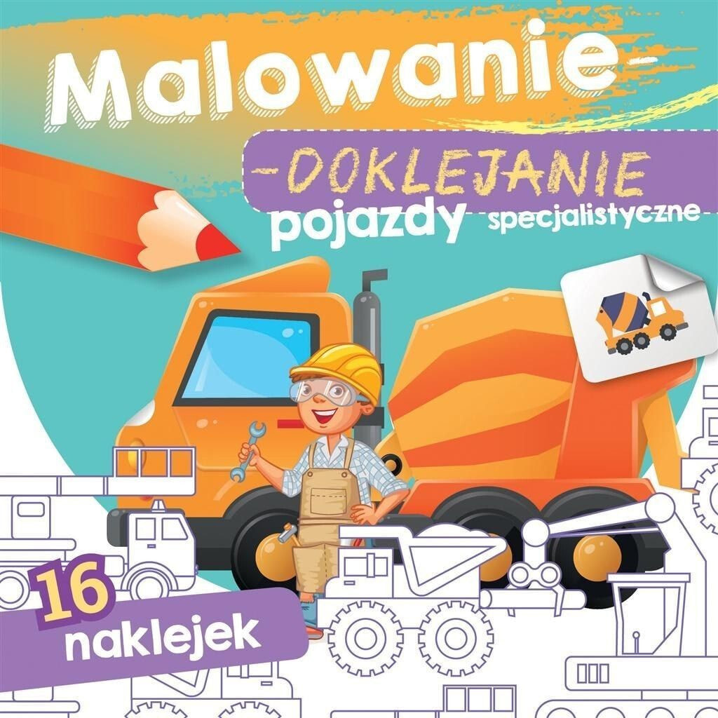 Раскраска для рисования Skrzat Malowanie-doklejanie. Pojazdy specjalistyczne