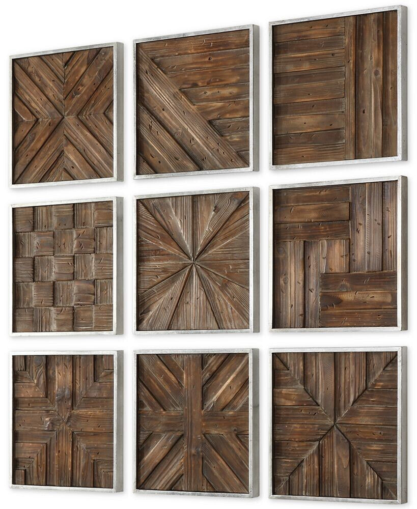 Uttermost bryndle 9-Pc. Rustic Wooden Squares Wall Art Set
