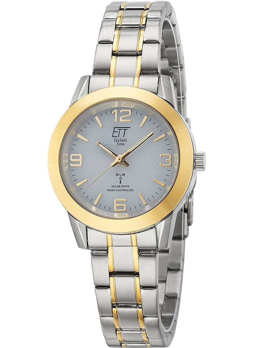 Мужские наручные часы с серебряным браслетом ETT ELS-11505-42M Solar Drive Funk Gobi Damen 34mm 5ATM