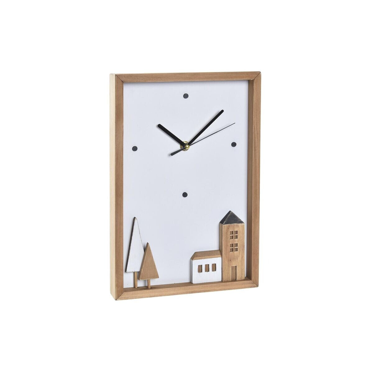Настенное часы DKD Home Decor Белый Коричневый Деревянный Дома город 20 x 4 x 30 cm
