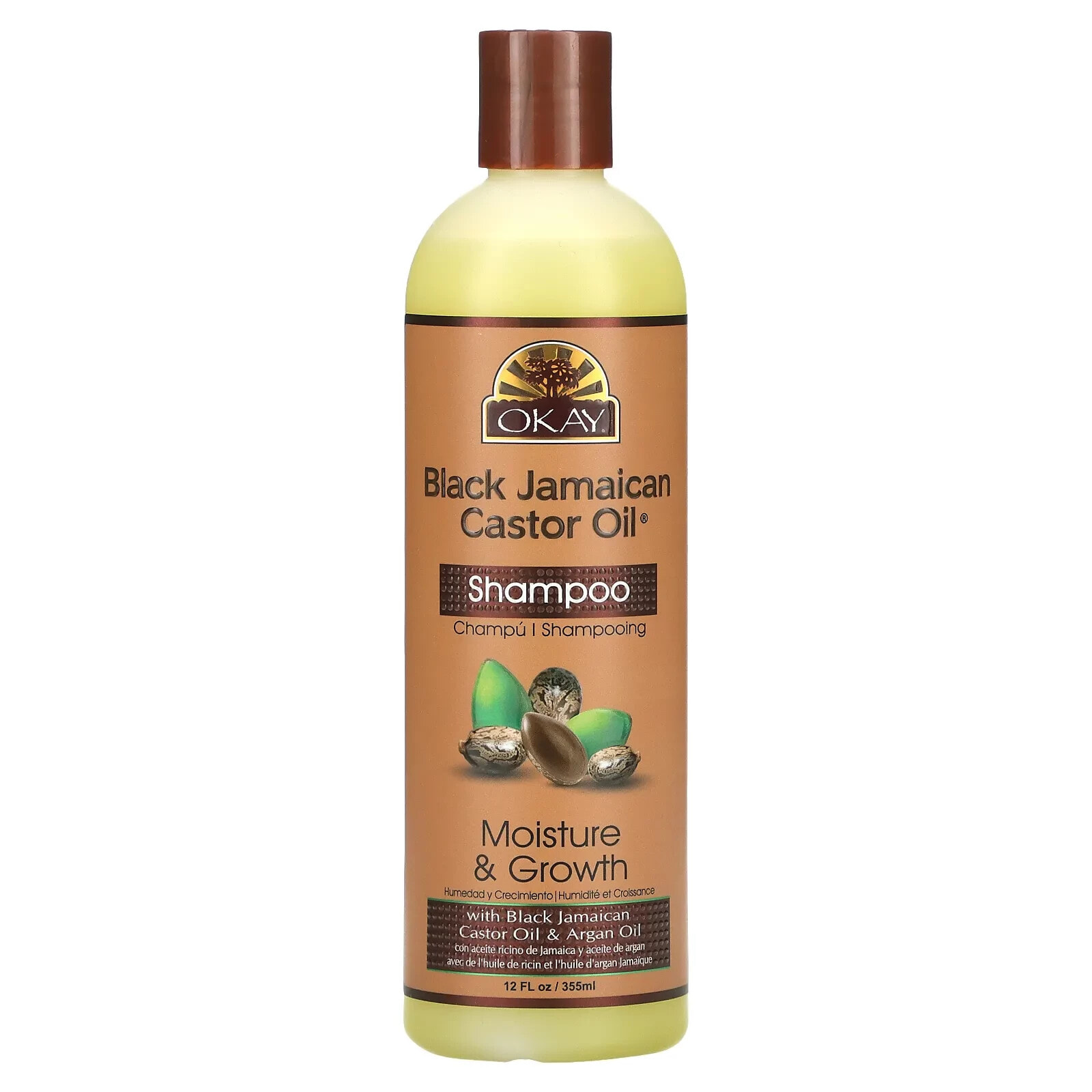OKAY Pure Naturals Black Jamaican Castor Oil Shampoo Шампунь с черным ямайским касторовым маслом для увлажнения и роста волос 355 мл