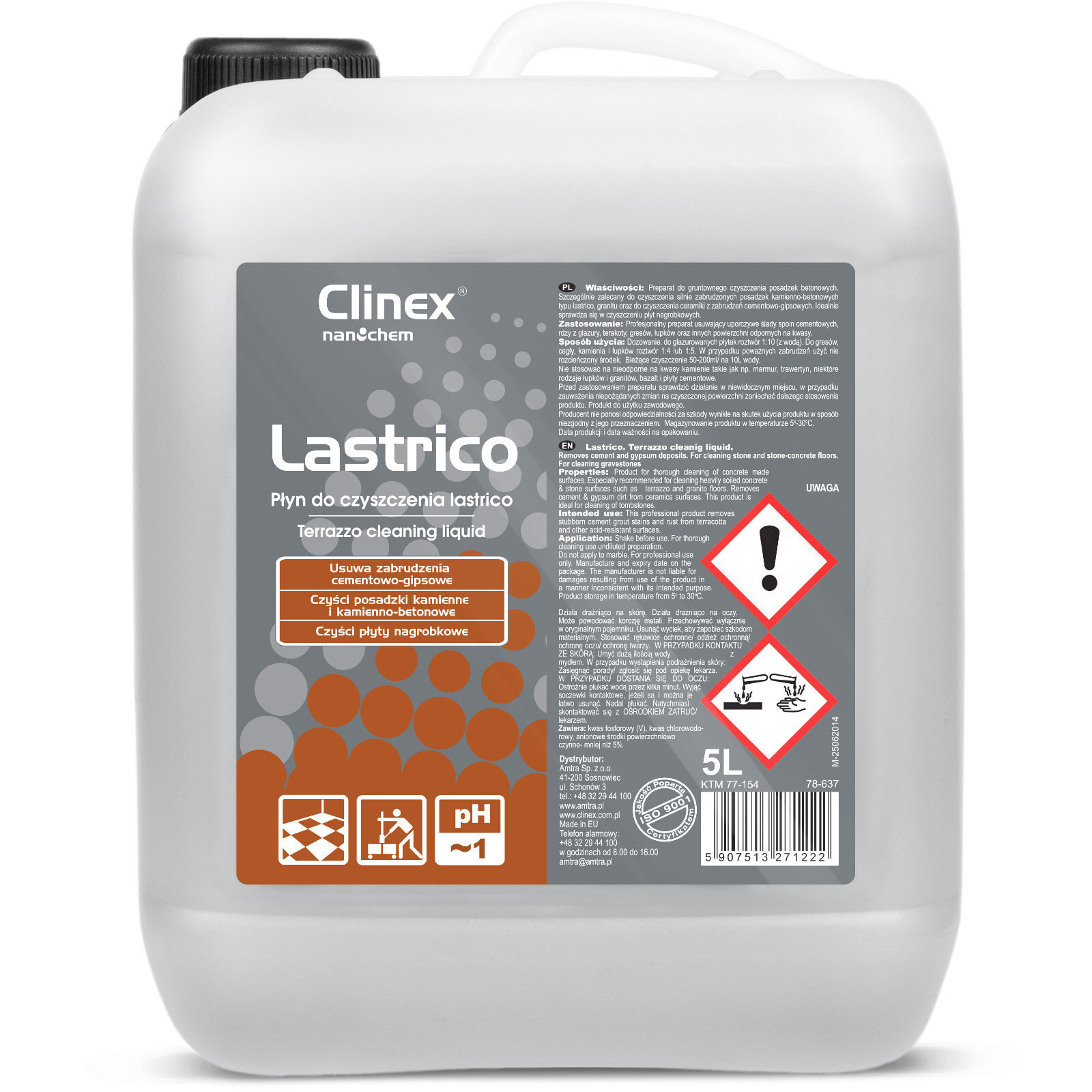 CLINEX Lastrico 5L liquid for cleaning stone floors, concrete floors