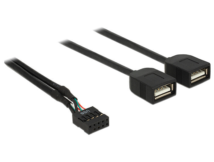 DeLOCK 83823 USB кабель 0,4 m 2.0 2 x USB A Черный
