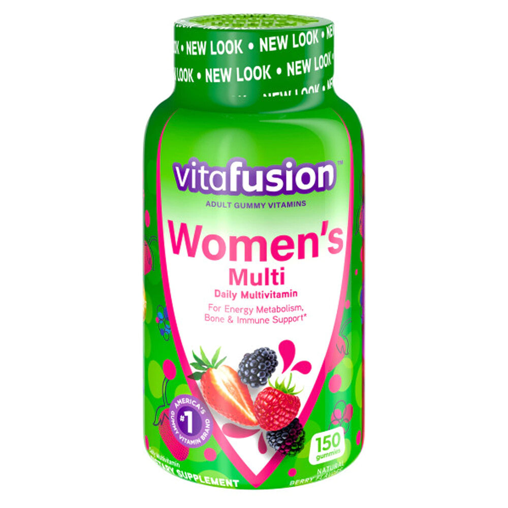 Vitafusion Women's Multi Женские мультивитаминные жевательные конфеты для поддержки костей и иммунитета 150 мармеладок с ягодным вкусом