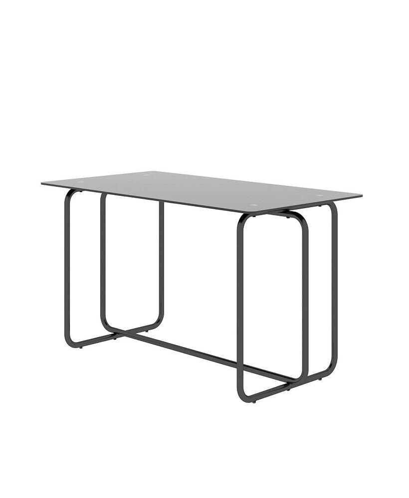 Simplie Fun 1-piece Rectangle Dining Table with Metal Frame, Tempered Glass Dining Table for Kitchen Room