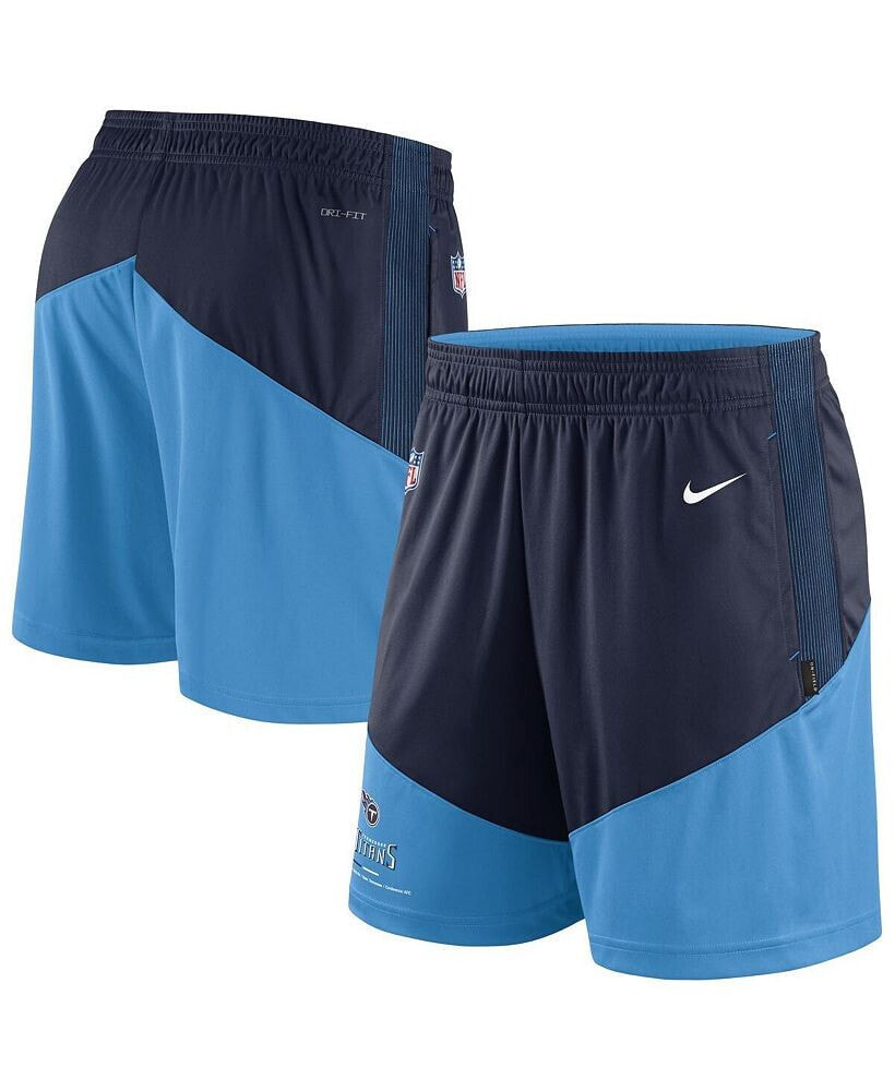 Nike men's Navy, Light Blue Tennessee Titans Primary Lockup Performance Shorts