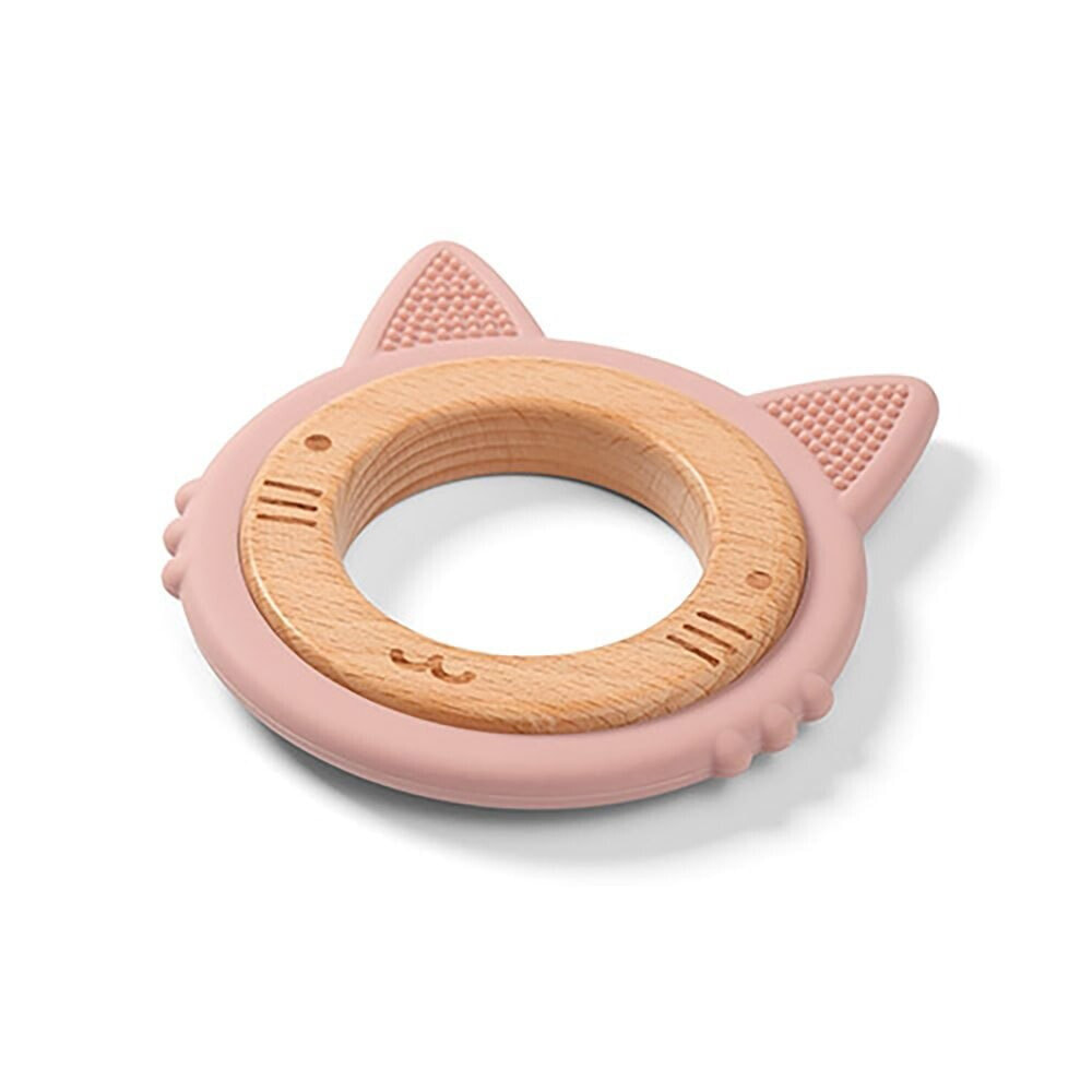 BABYONO Wooden And Silicone Teether Kitten