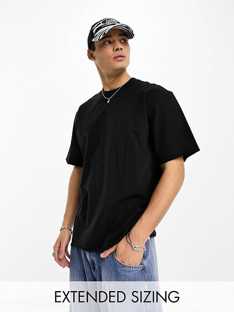 Calvin Klein Jeans – T-Shirt in Schwarz mit Einfassung, exklusiv bei ASOS