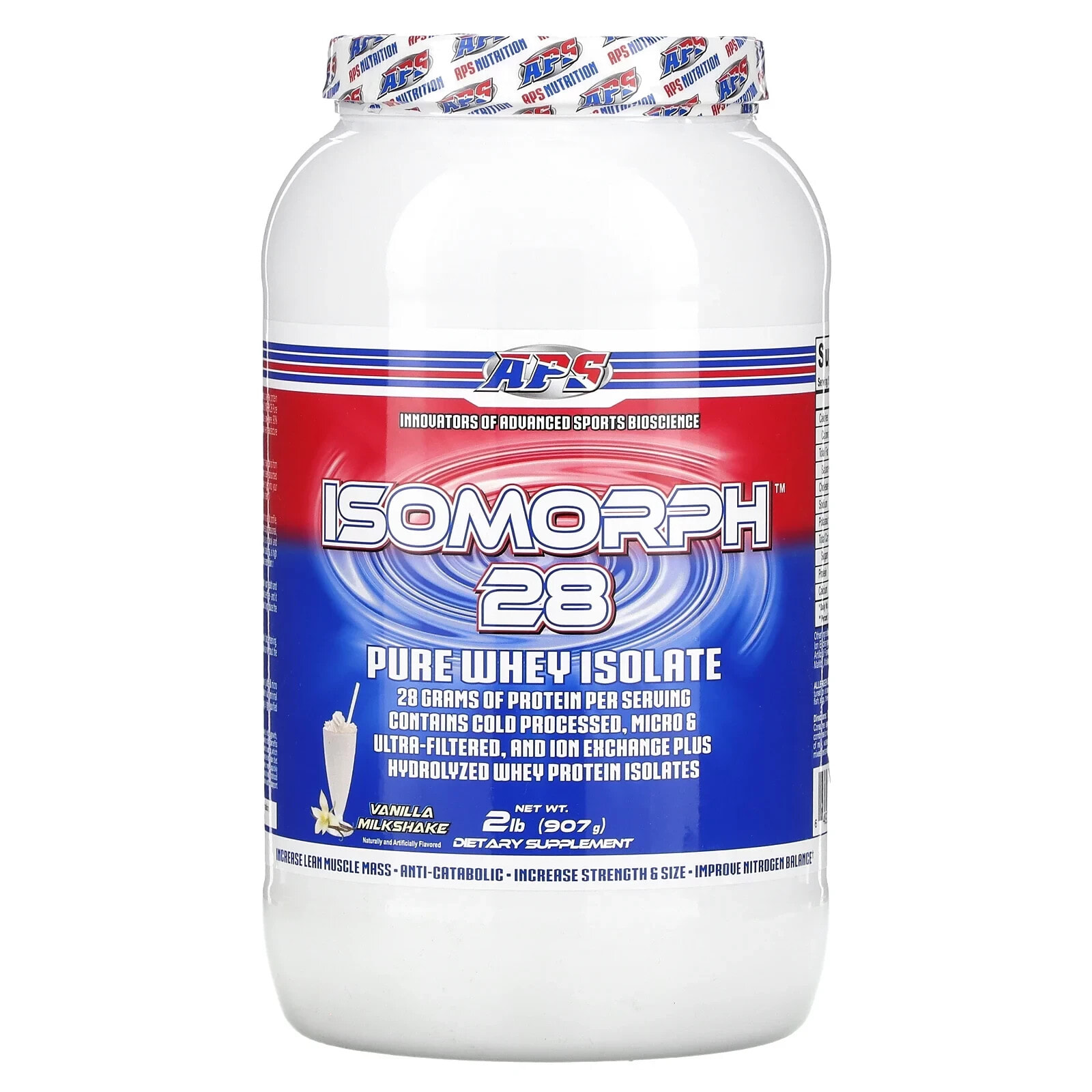 APS, Isomorph 28, чистый изолят сыворотки, ванильный молочный коктейль, 907 г (2 фунта)