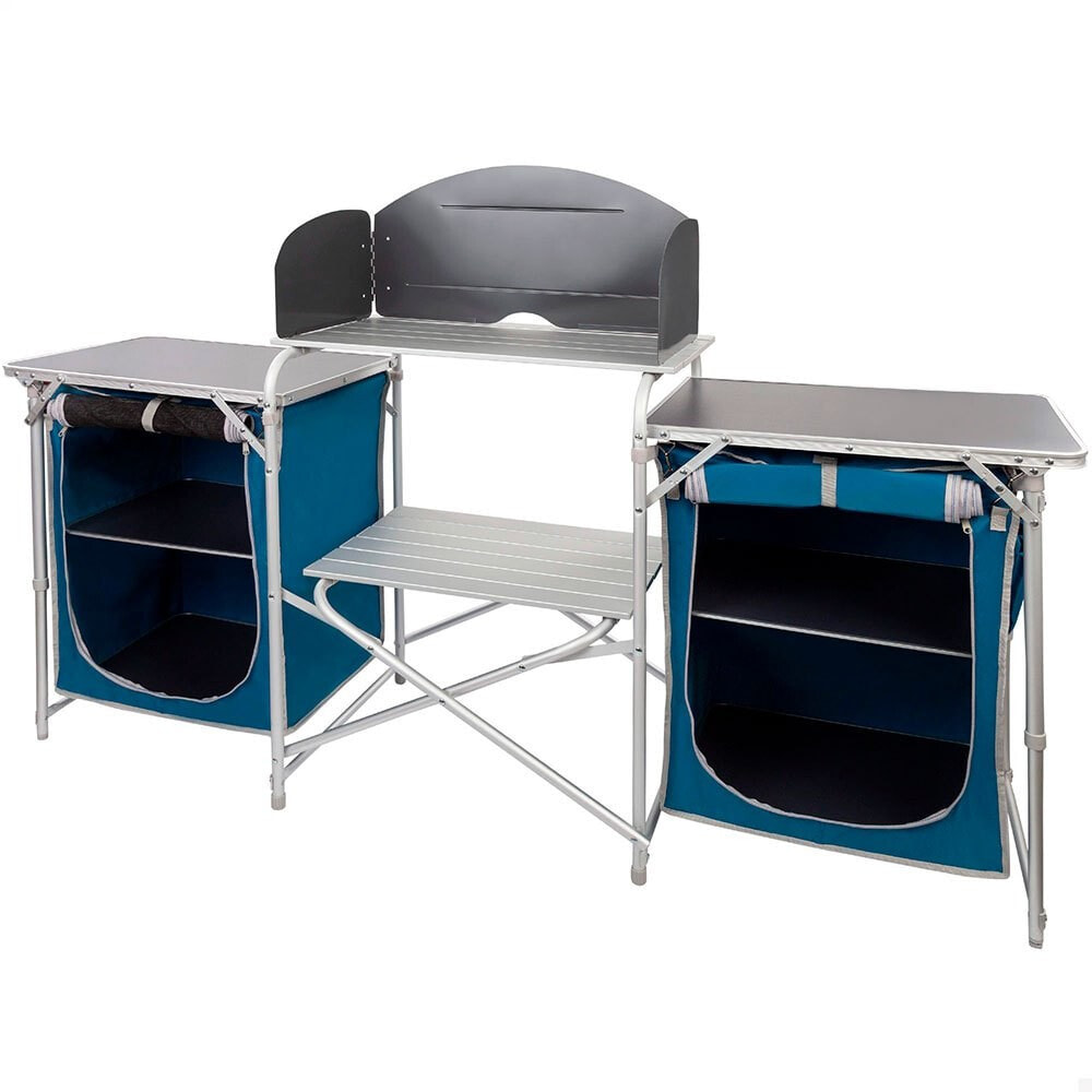 AKTIVE Camping Folding Kitchen Cabinet With Windshield And 2 Compartments