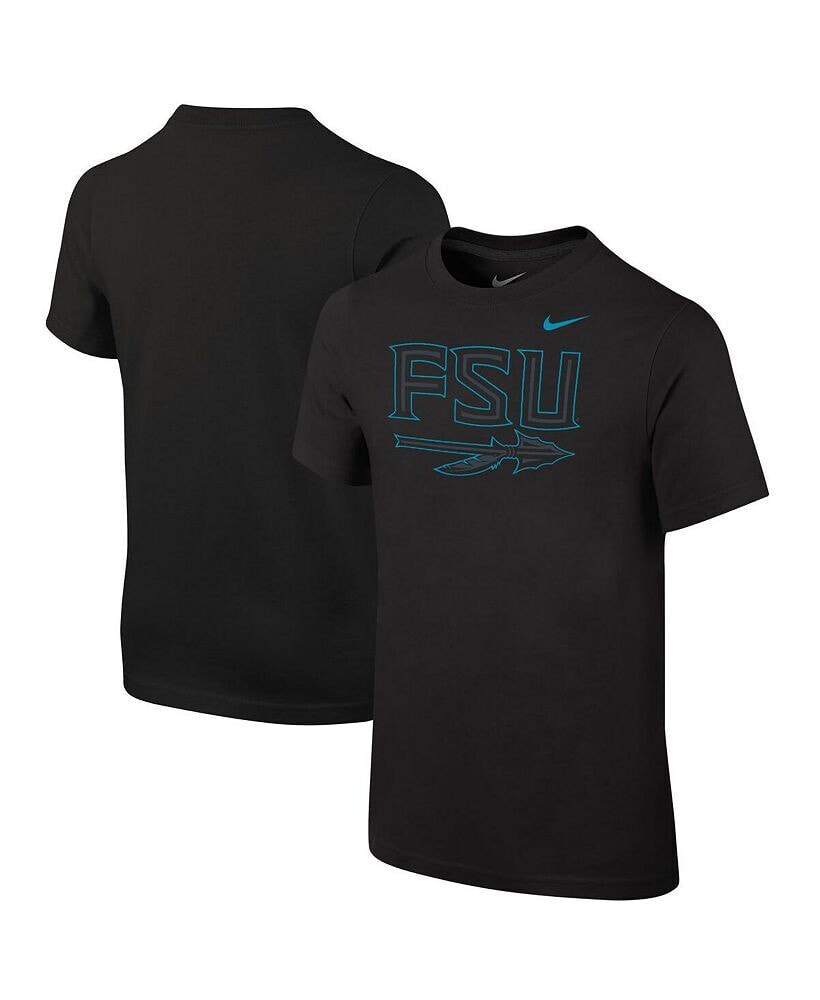 Nike big Boys Black Florida State Seminoles Heritage Wordmark T-shirt