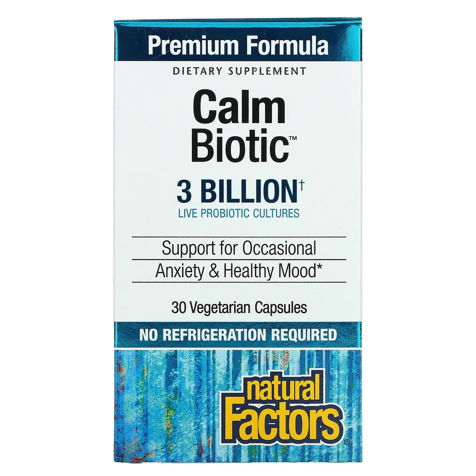 Natural Factors, Calm Biotic, 3 миллиарда, 30 вегетарианских капсул