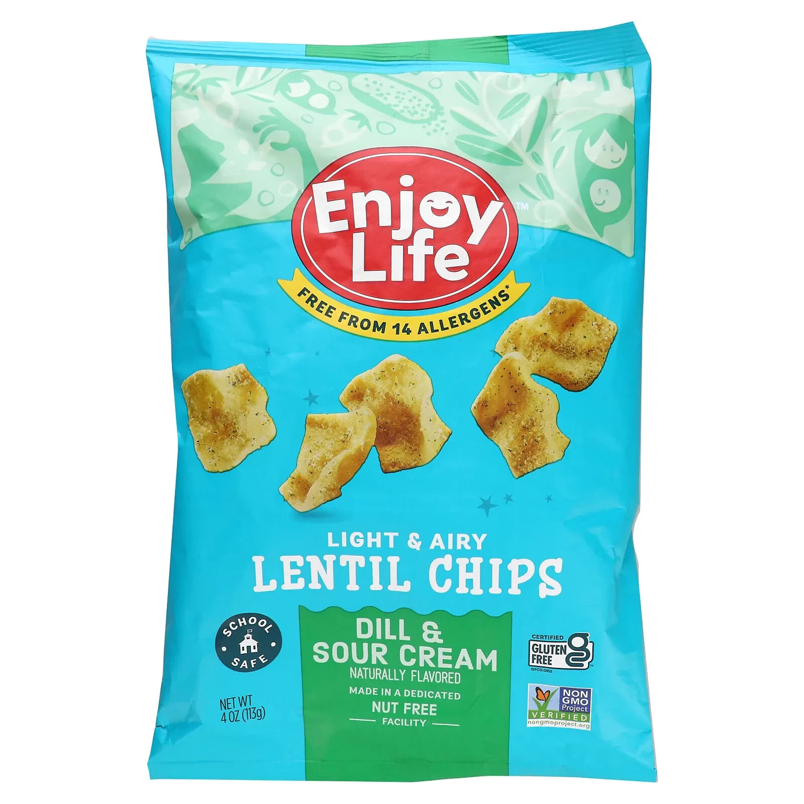 Enjoy Life Foods, Легкие и воздушные чипсы из чечевицы, морская соль, 113 г (4 унции)