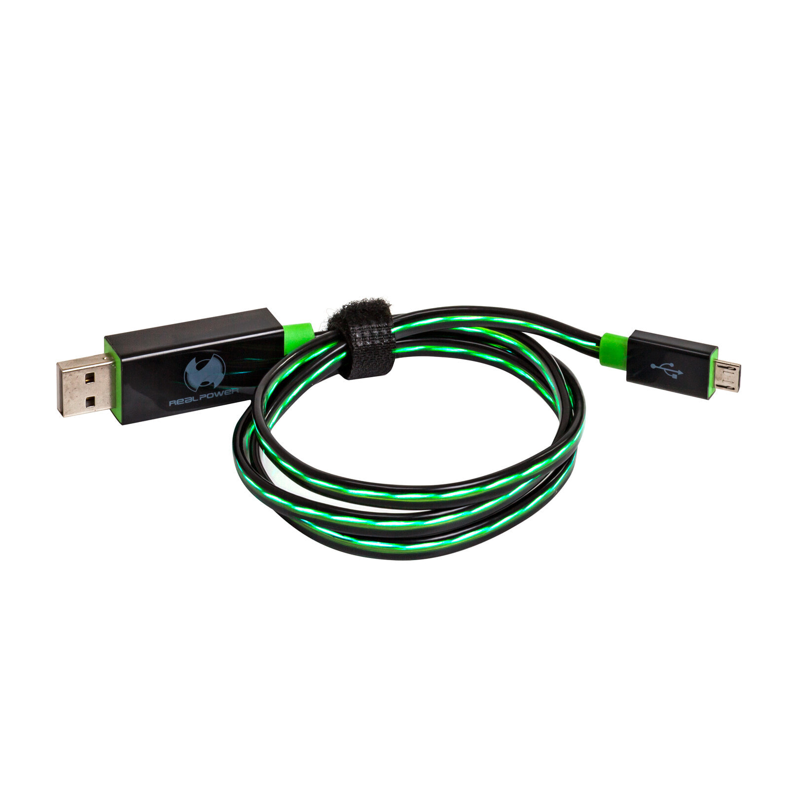 RealPower USB A/Micro-USB B 0.75m USB кабель 0,75 m 2.0 Черный, Зеленый 187656