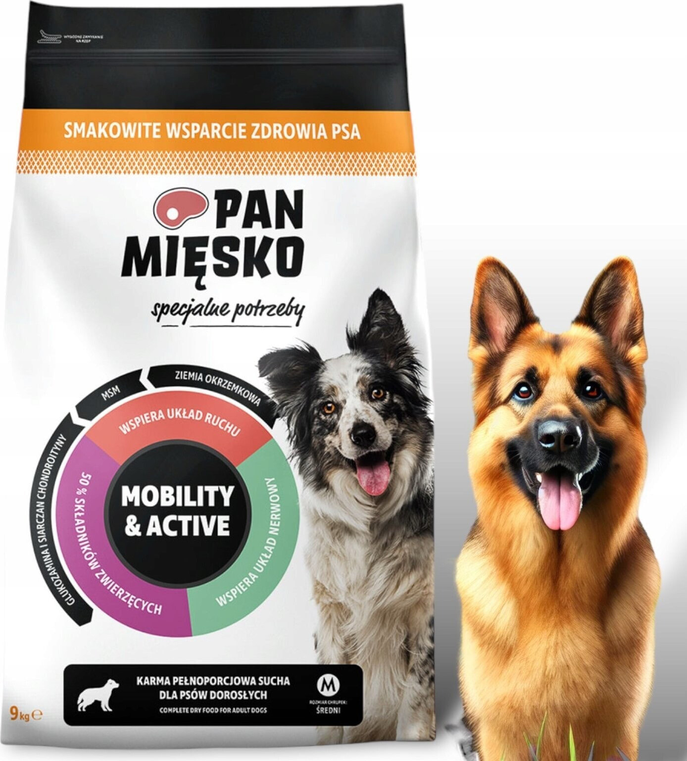 Pan Mięsko PAN MIĘSKO Specjalne potrzeby Mobility & Active (dorosły) chrupki M - Karma sucha dla psa - 9kg