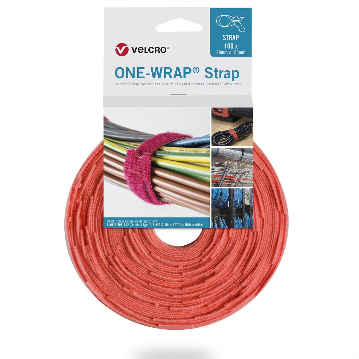 VELCRO ONE-WRAP - Releasable cable tie - Polypropylene (PP) - Velcro - Orange - 330 mm - 20 mm - 100 pc(s)