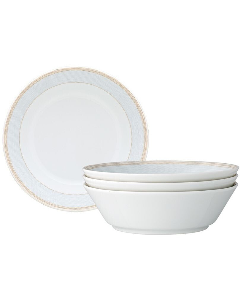 Noritake linen Road Set of 4 Soup Bowls, Service For 4