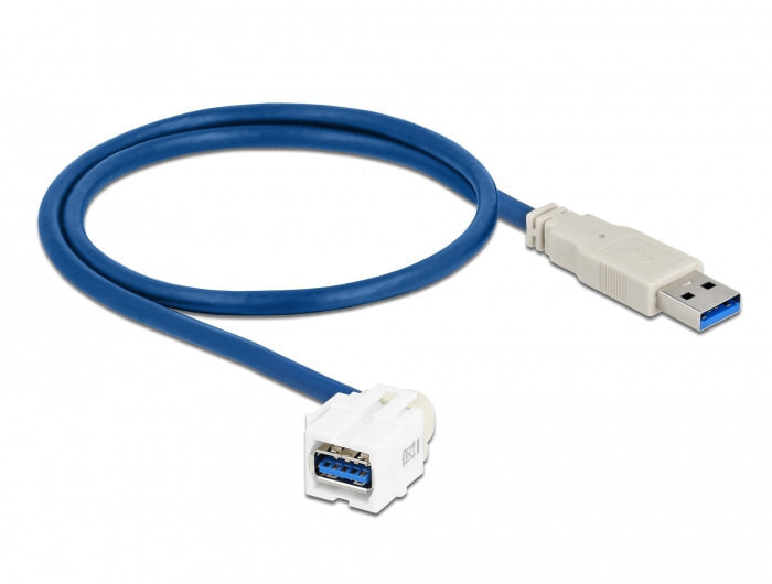 Delock Keystone Modul USB 3.0 A Buchse 250°> 3.0 Stecker mit Kabel weiß - Cable