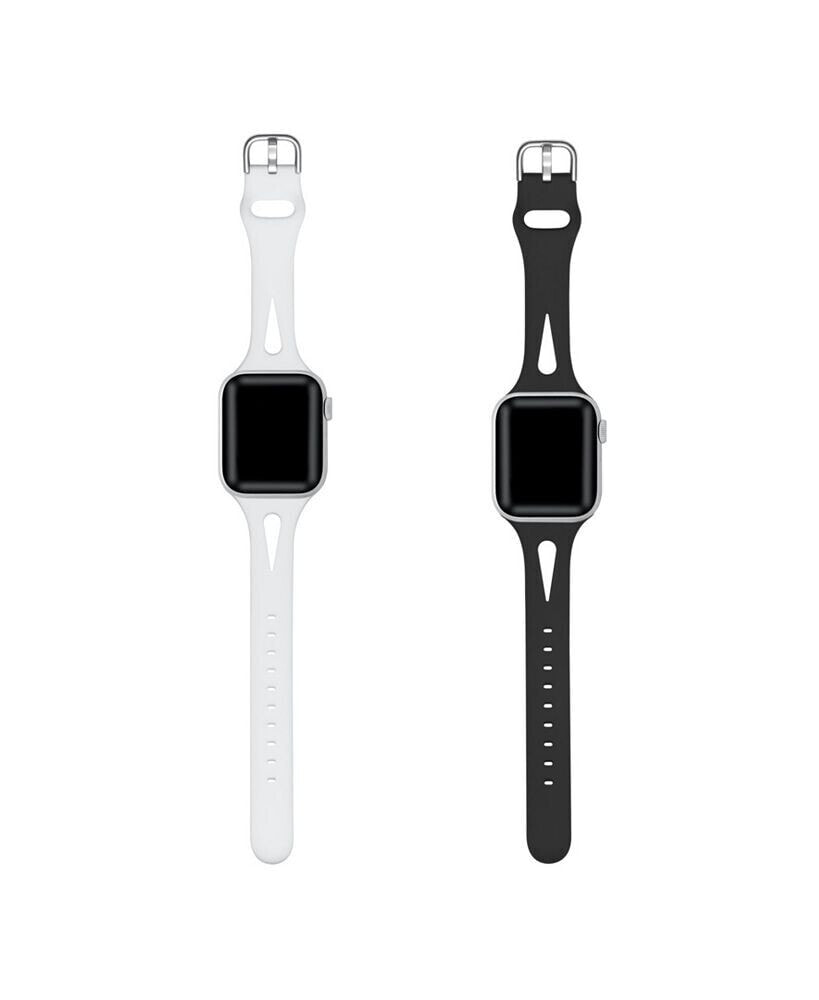 Posh Tech alex 2-Pack White and Black Silicone Bands for Apple Watch, 38mm-40mm