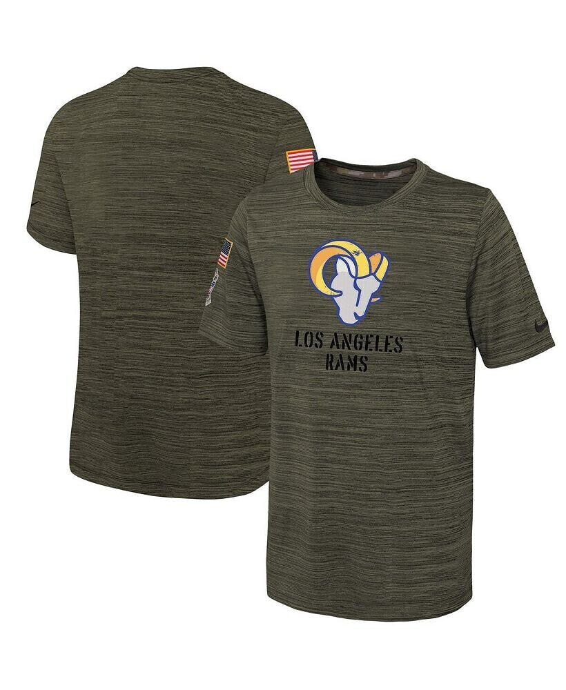 Nike youth Boys Olive Los Angeles Rams 2022 Salute To Service Velocity T-shirt