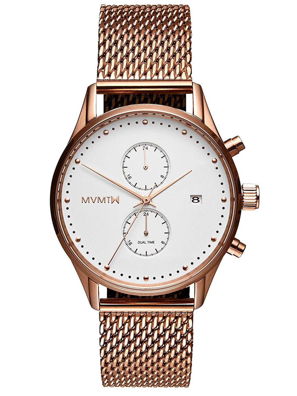Мужские наручные часы с золотым браслетом MVMT D-MV01-RGM Voyager White Rose Mens 42mm 10ATM