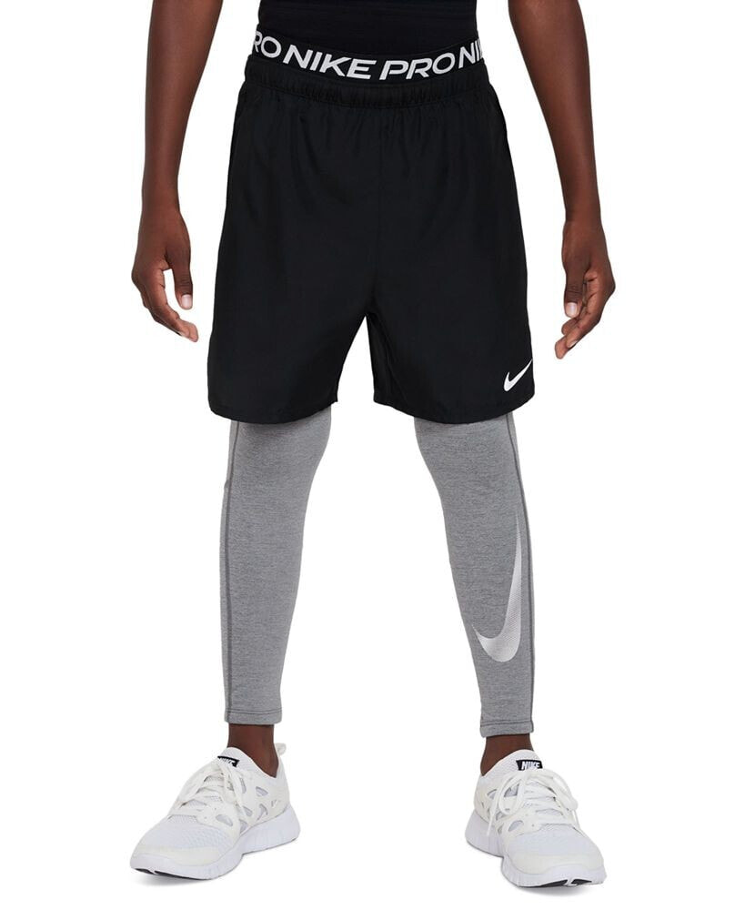 Nike big Boys Pro Warm Dri-FIT Logo-Print Tights
