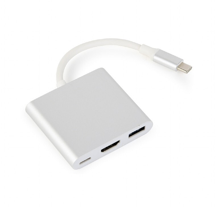 Gembird A-CM-HDMIF-02-SV кабельный разъем/переходник USB-C/USB-C HDMI/USB-A Серебристый