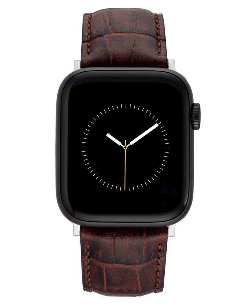 Vince Camuto men's Brown Croc Grain Premium Leather Band Compatible with 42mm, 44mm, 45mm, Ultra, Ultra2 Apple Watch