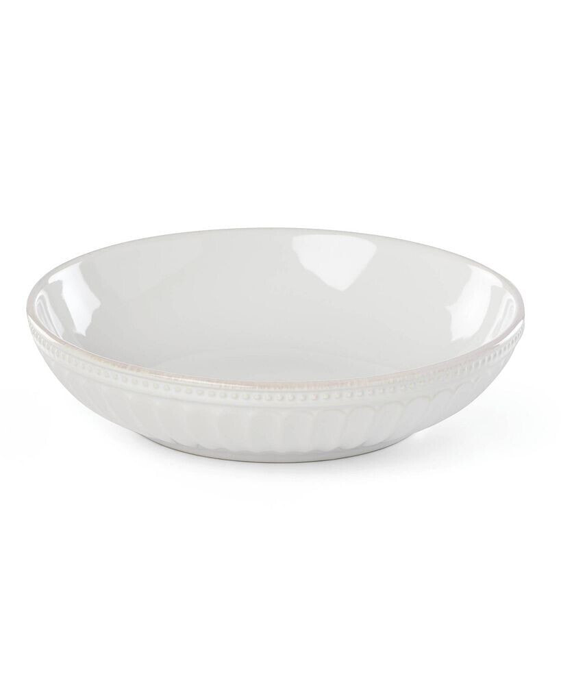 French Perle Groove White  Pasta Bowl