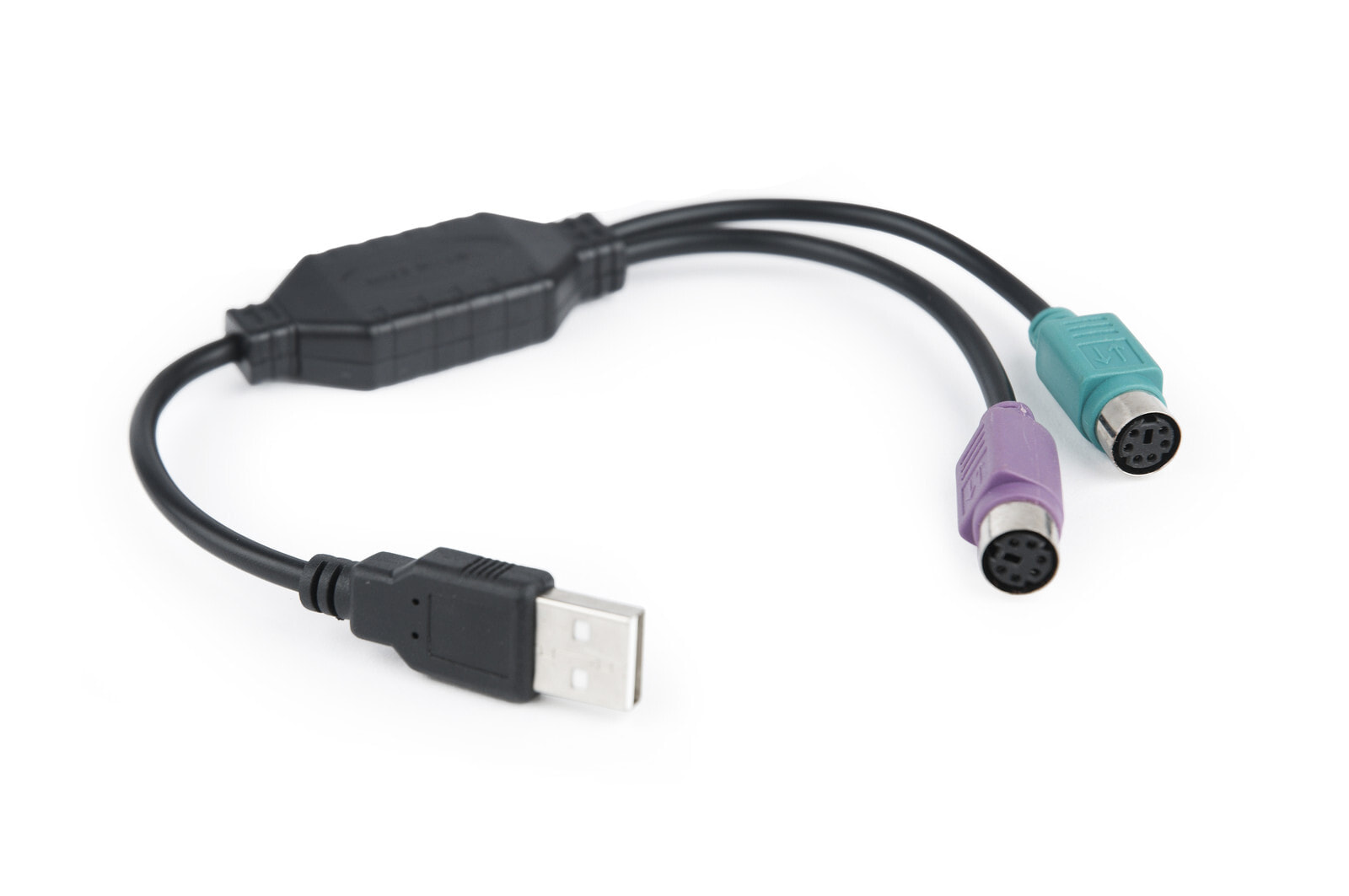 Gembird UAPS12-BK гендерный адаптер USB PS/2 Черный, Зеленый, Пурпурный