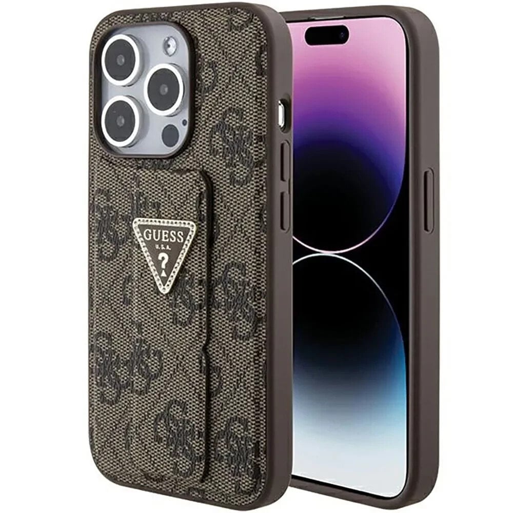 GUESS Guhcp15Lpgs4Tdw iPhone 15 Pro 6.1 Grip Stand 4G Triangle Strass phone case