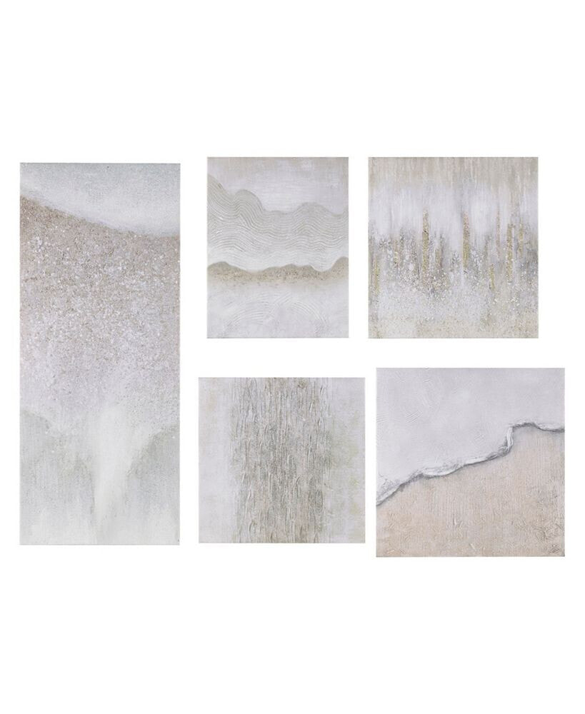Madison Park natural Essence Abstract Hand Embellished Glitz Gallery Canvas Wall Art, 5 Piece
