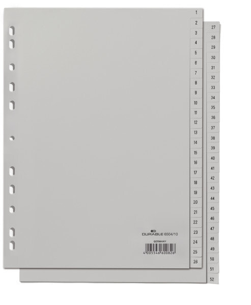 Durable 650410 закладка-разделитель Числовая закладка-разделитель Полипропилен (ПП) Серый