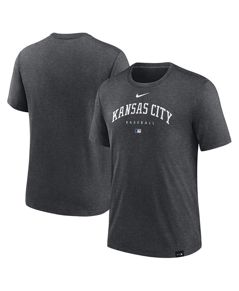 Nike men's Heather Charcoal Kansas City Royals Authentic Collection Early Work Tri-Blend Performance T-shirt