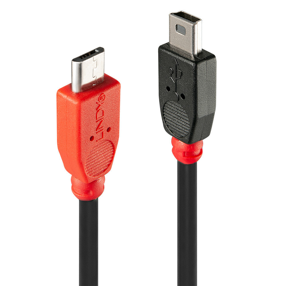 Lindy MicroUSB B - MiniUSB B USB кабель 1 m 2.0 Micro-USB B Mini-USB B Черный 31718