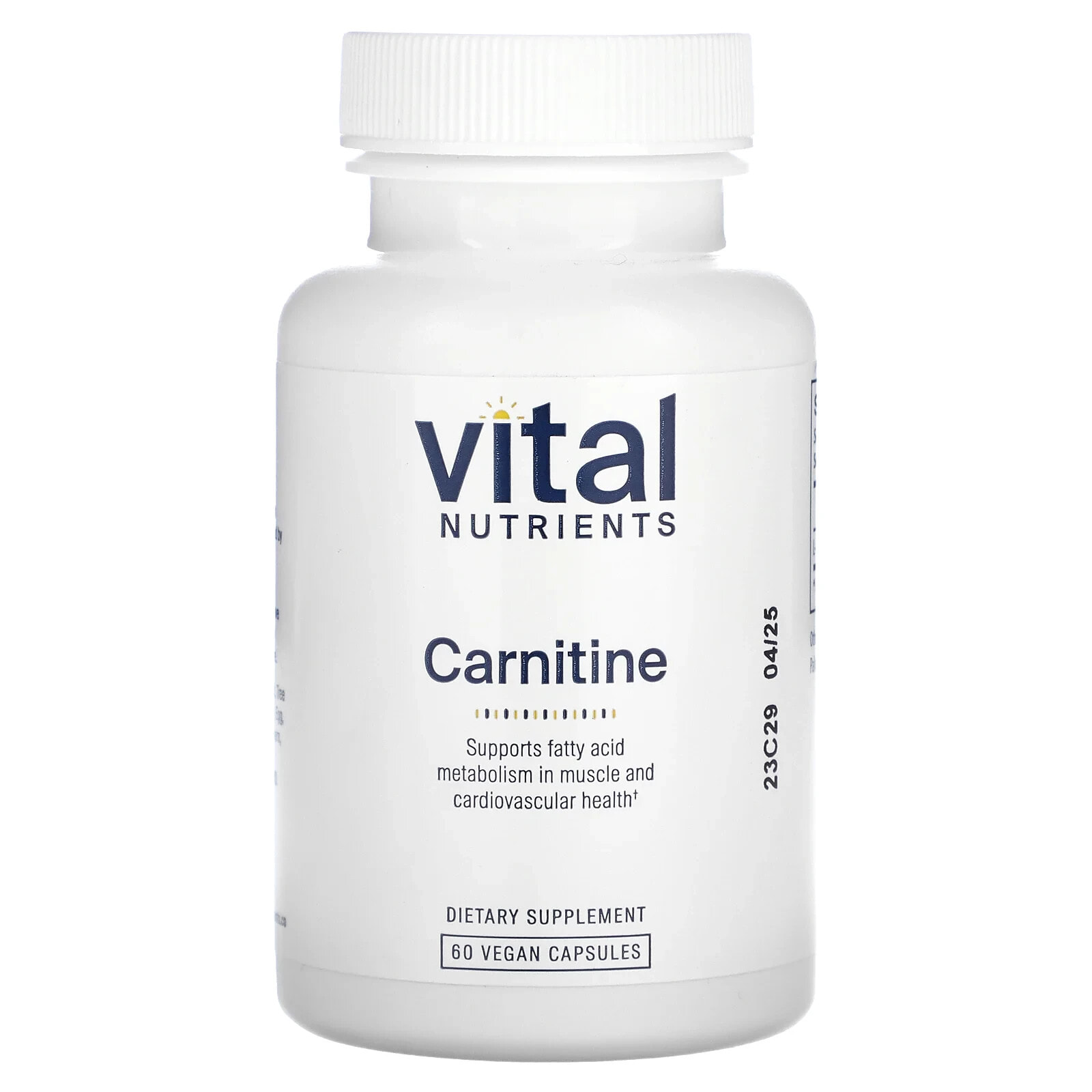 Vital Nutrients, Карнитин, 60 веганских капсул
