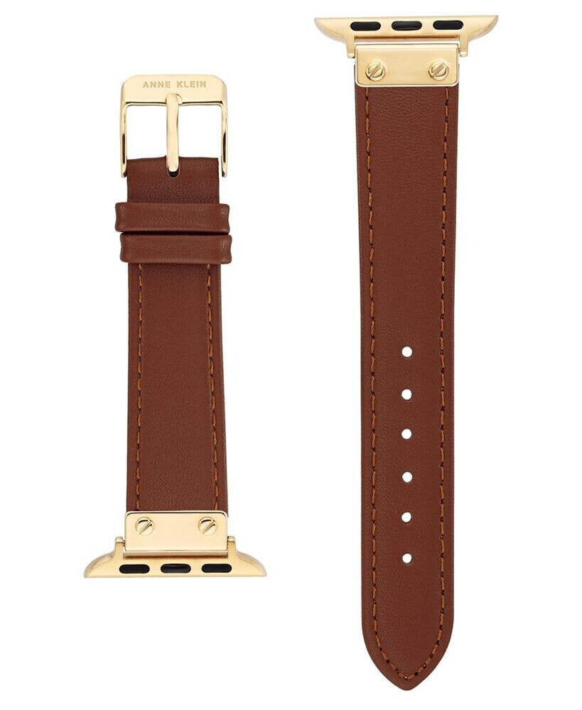 Anne Klein women's Brown Genuine Leather Strap with Gold-Tone Alloy Accents