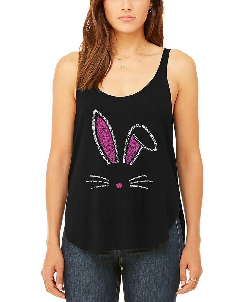 LA Pop Art women's Premium Bunny Ears Word Art Flowy Tank Top