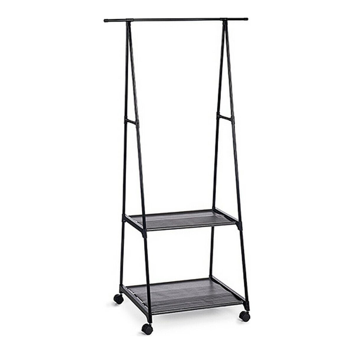 Coat Stand with Wheels Black Metal (85 x 45 x 157 cm)